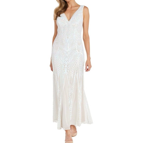 R&M Richards Long Beaded V Neck Gown W/Embroidered Wedding Sequin And Mesh Sz 10 - armafbd.com R&M Richards Long Beaded V Neck Gown W/Embroidered Wedding Sequin And Mesh Sz 10 - armafbd.com